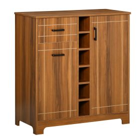 Vintage Wine Cabinet, Brown, with 6-Bottle Holder & Glassware Storage