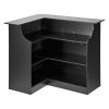 Home Bar Unit, L-Shaped Wine Bar Cabinet Table 4-Tier with Storage Shelves, Wine Glass Holder, 300 lbs Max Capacity, Wood Liquor Cabinet for Home