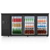 Back Bar Cooler, 19.6 Cu. Ft Counter Height Beverage Refrigerator, Commercial Bar Display Fridge w/ 3 Glass Doors, LED Lighting