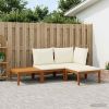4 pcs Solid Acacia Wood & Rope Natural