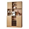 Wine Cabinet, Coffee Bar Cabinet with 9 Wine Bottle Racks, Modern Buffet Sideboard with Glass Holder, LED Light, Charging Station, for Home Kitchen