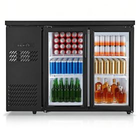 Back Bar Cooler, 11.8 Cu. Ft Counter Height Beverage Refrigerator, Commercial Display Fridge w/ 2 Glass Doors, LED Lighting, Shelves