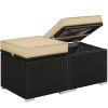 Wicker PatioStorageOttomans with Cushions, Set of 2, Brown/Khaki