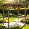 Cedar Wood Grill Gazebo 8.6 FT X 5 FT BBQ Gazebo with 2 Side Serving Shelves Outdoor Kitchen Island Portable BBQC anopy