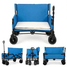 2-in-1 Wagon Bench Seat Combo Collapsible Beach Cart Portable Folding Picnic Tablet Beach Gear Outdoor Utility Vehicle