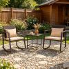 3-Piece Outdoor Wicker Rocking Chair Set