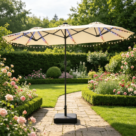 13 FT Double-Sided Patio Umbrella with 108 LED Lights And Base Included Outdoor Sunshade Water Resistant Market Umbrella