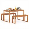 3 Pieces Acacia Wood Picnic Set with Outdoor Dining Table and 2 Benches for 4 People