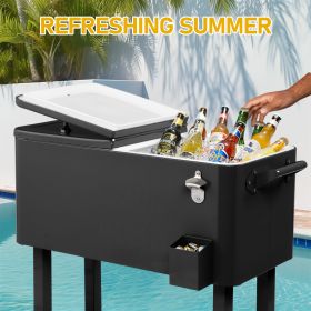 80qt Black Cabinet, Black Leg Tubes, Insulated Freezer Cart, 918748cm, Rectangular, Iron Material, With Drain Pipe