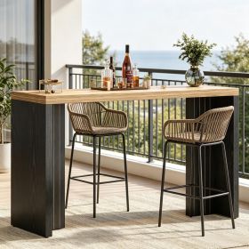 Modern 55 Inch Bar Table Counter Height Pub Table with Faux Marble Tabletop Kitchen Dining Room Furniture