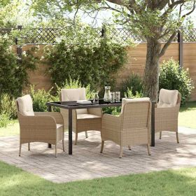 Garden Dining Set 5 pcs Beige Poly Rattan