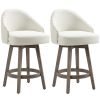 Bar Stools Set of 2 Fabric Kitchen Counter Stools, White