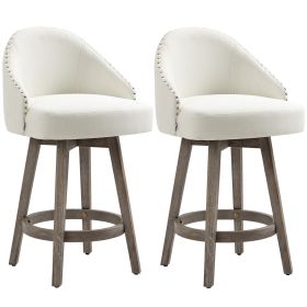Bar Stools Set of 2 Fabric Kitchen Counter Stools, White