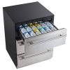 3-Drawer Refrigerator, 24 in Undercounter Beverage Cooler, Large Capacity Drink Fridge, 3 Separate Storage Zones, 304 Stainless Steel Drawers