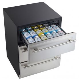 3-Drawer Refrigerator, 24 in Undercounter Beverage Cooler, Large Capacity Drink Fridge, 3 Separate Storage Zones, 304 Stainless Steel Drawers