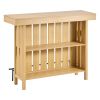 Home Bar Unit, Wine Bar Cabinet Table 3-Tier with Storage Shelves, Opener Storage Box & Adjustable Foot Pads, Black Footrest