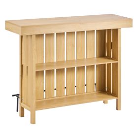 Home Bar Unit, Wine Bar Cabinet Table 3-Tier with Storage Shelves, Opener Storage Box & Adjustable Foot Pads, Black Footrest