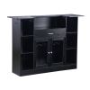 Home Bar Unit, Wine Bar Cabinet Table 4-Tier with Storage Drawer Shelves, Wine Glass Holder, Bottle Rack, LED Light
