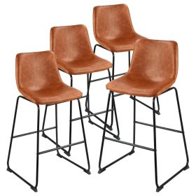 VEVOR Bar Stool Set of 4, 26 inch Counter Height Stools, Modern PU Leather Counter Barstool with Backrest, Metal Legs, Easy Assembly Armless Bar