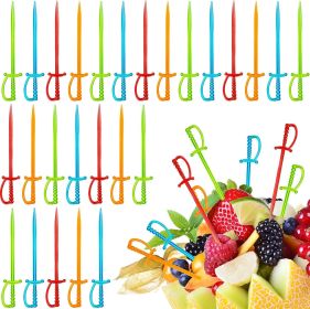 300 Pieces Plastic Cocktail Swords Picks Fruit Drink Picks Bulk Colorful Appetizer Skewers Toothpicks Pack for Pirate or Under the Sea Themed Fam