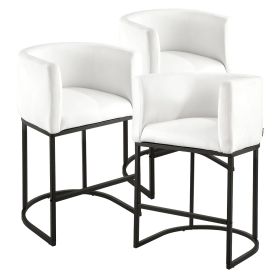 VEVOR Bar Stool Set of 3, 25 inch Counter Height Stools, Counter Barstool with Backrest, Arm, Metal Frame, and Footrest, Accent Fabric Bar Chair