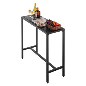 VEVOR Outdoor Bar Table, 39.4 x 15 in Patio Bar Table, Waterproof Top & Sturdy Metal Frame, Rectangle Counter Height Dining Tables
