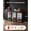 Back Bar Cooler, 19.6 Cu. Ft Counter Height Beverage Refrigerator, Commercial Bar Display Fridge w/ 3 Glass Doors, LED Lighting