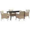 Garden Dining Set 5 pcs Beige Poly Rattan