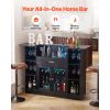 Home Bar Unit, Wine Bar Cabinet Table 4-Tier with Storage Drawer Shelves, Wine Glass Holder, Bottle Rack, LED Light