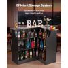 Home Bar Unit, L-Shaped Wine Bar Cabinet Table 4-Tier with Storage Shelves, Wine Glass Holder, 300 lbs Max Capacity, Wood Liquor Cabinet for Home