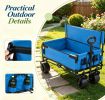 2-in-1 Wagon Bench Seat Combo Collapsible Beach Cart Portable Folding Picnic Tablet Beach Gear Outdoor Utility Vehicle