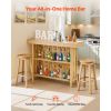 Home Bar Unit, Wine Bar Cabinet Table 3-Tier with Storage Shelves, Opener Storage Box & Adjustable Foot Pads, Black Footrest