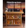 Home Bar Unit, Wine Bar Cabinet Table 3-Tier with Storage Shelves, Opener Storage Box & Adjustable Foot Pads, Black Footrest