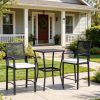 3pcs Rattan Wicker Patio Bar Set chair  with Soft Cushion Outdoor Furniture for Backyard Lawn Deck Poolside Comfortable Seating Area