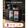Back Bar Cooler, 11.8 Cu. Ft Counter Height Beverage Refrigerator, Commercial Display Fridge w/ 2 Glass Doors, LED Lighting, Shelves