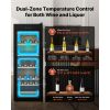 42 Bottle Wine Fridge, Freestanding Wine Cooler Refrigerator, Dual Zone Cooler, 41 F to 65 F Adjustable Temp Mini Cellar, Glass Door