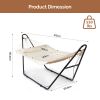 Hammock with Stand, Double-Barrel Hammock with Hammock Bed, Heavy Duty Adjustable Hammock Set for Outdoors, Patio, Yard, Garden, Beige