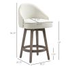 Bar Stools Set of 2 Fabric Kitchen Counter Stools, White