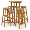 5 Piece Patio Bar Set Solid Wood Acacia