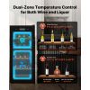 32 Bottle Wine Fridge, Freestanding Wine Cooler Refrigerator, Dual Zone Cooler, 41 F to 65 F Adjustable Temp Mini Cellar, Glass Door