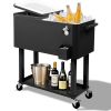 80qt Black Cabinet, Black Leg Tubes, Insulated Freezer Cart, 918748cm, Rectangular, Iron Material, With Drain Pipe