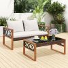 2 Pieces Patio PE Wicker Furniture Set Outside Conversation Set for Porch