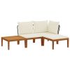 4 pcs Solid Acacia Wood & Rope Natural