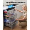 3-Drawer Refrigerator, 24 in Undercounter Beverage Cooler, Large Capacity Drink Fridge, 3 Separate Storage Zones, 304 Stainless Steel Drawers