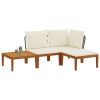 4 pcs Solid Acacia Wood & Rope Natural