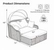 Patio PE Rattan Daybed Outdoor Sofa Set with Retractable Canopy Soft Cushions Comfortable Relaxing Garden Furniture