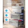 3-Drawer Refrigerator, 24 in Undercounter Beverage Cooler, Large Capacity Drink Fridge, 3 Separate Storage Zones, 304 Stainless Steel Drawers