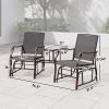 Outdoor Glider Chairs with Coffee Table, Patio 2-Seat Rocking Chair Swing Loveseat with Breathable Sling for Backyard, Garden, and Porch, Gray
