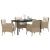 Garden Dining Set 5 pcs Beige Poly Rattan