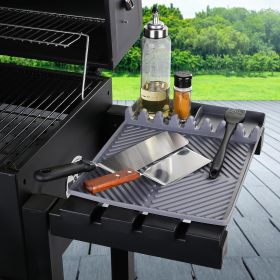 Silicone Tools Mat for Griddle Kitchen Cooking Baking Countertop-Side Shelf Spatula Mat with Drip Pad for Blackstone Weber Traeger Pit Boss Flat Top G (Color: Gray)